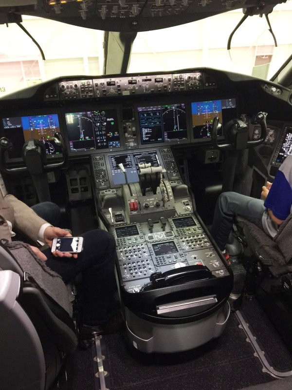 And here we are at the cockpit. Lots of new plane smell up here too, even though this area of the plane has gotten the most use so far.