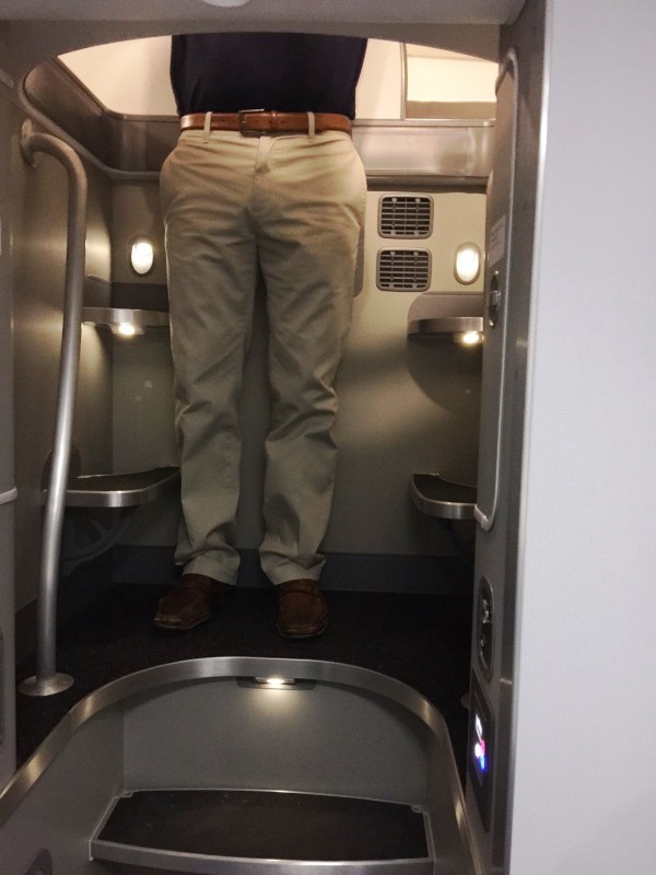 Up the ladder, behind the secret door, crew rest awaits.